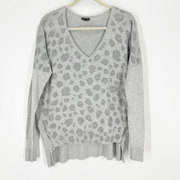 Express Gray Cotton Knit Pullover Animal Print Women's Size Small - Picture 11 of 11